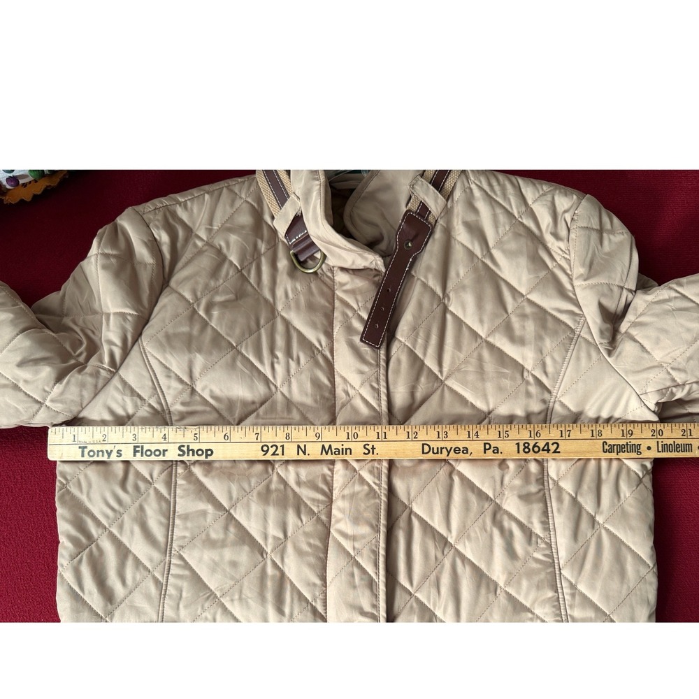 Lauren Ralph Lauren Quilted Barn Jacket Womens M Tan Equestrian Town & Country - Picture 6 of 10